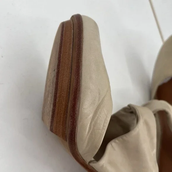 Anthropologie Leifsdottir Jenni Taupe Italian Leather Heels Size 41 EUR 10.5 US - Picture 9 of 13
